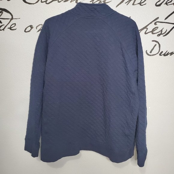 Eddie Bauer Mens Midweight Quarter Snap Mock Quilted Pullover | Navy, XL - Picture 5 of 6